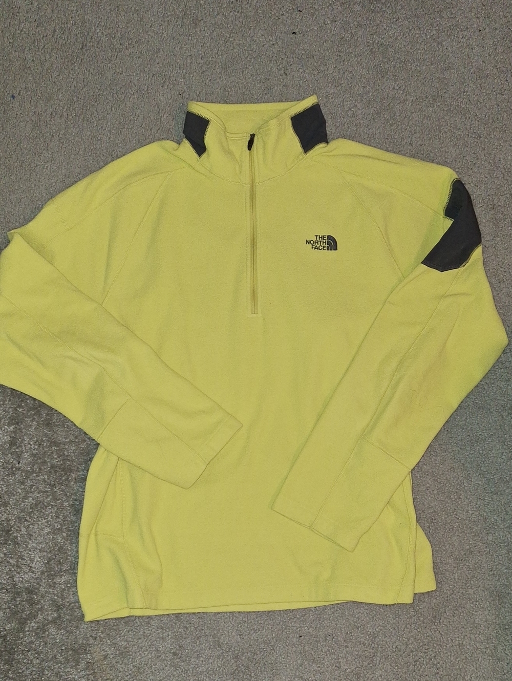 The North Face Bright Yellow Fleece with Black Logo Tag